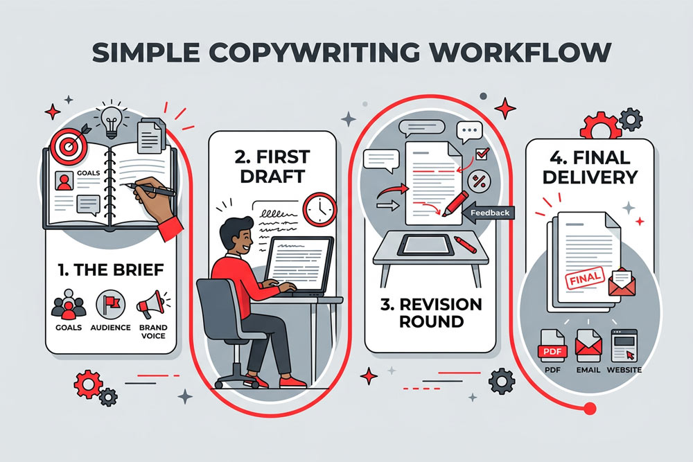Website and advertising copywriting drafts prepared by Four States Marketing