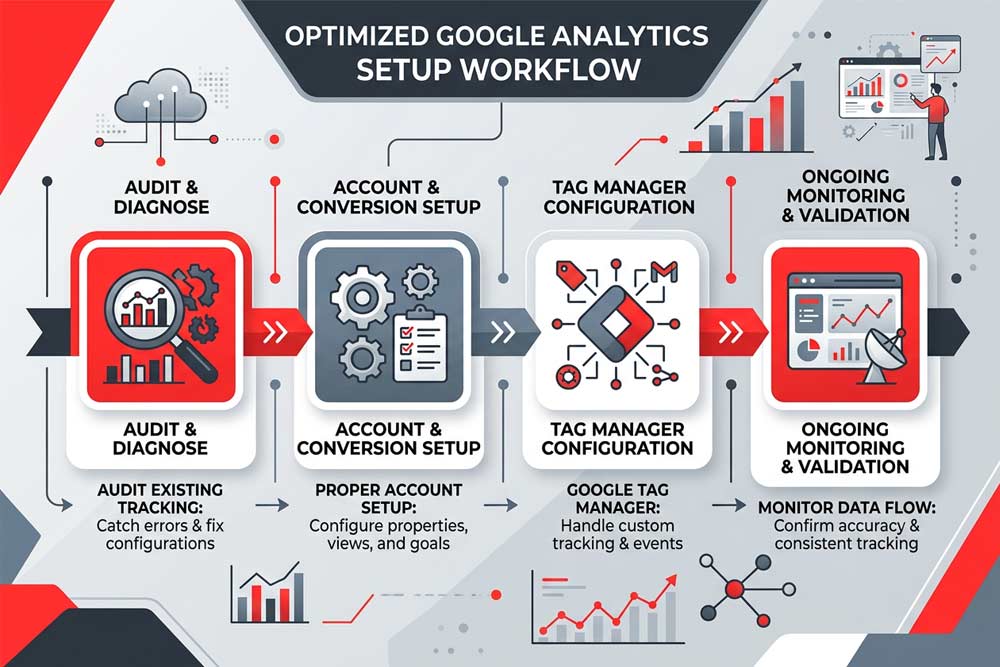 Google Analytics setup and conversion tracking configured by Four States Marketing