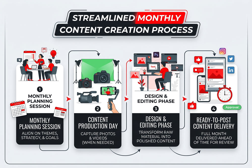 Social media graphics and video content created by Four States Marketing
